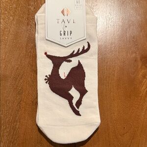 🎄🎄🎄🎄Cream and Brown Reindeer grip socks